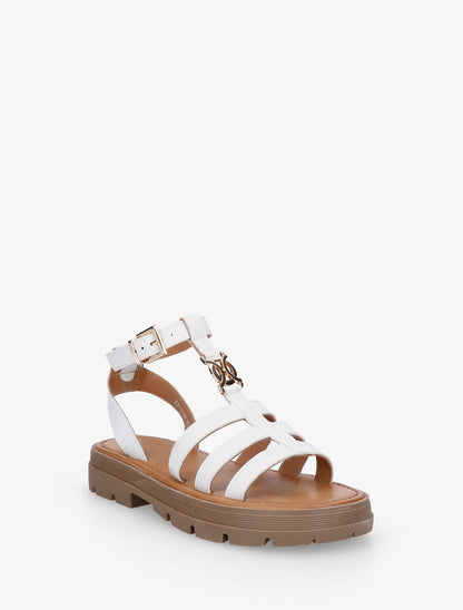 Nu-pieds style spartiates en simili - Blanc - 2