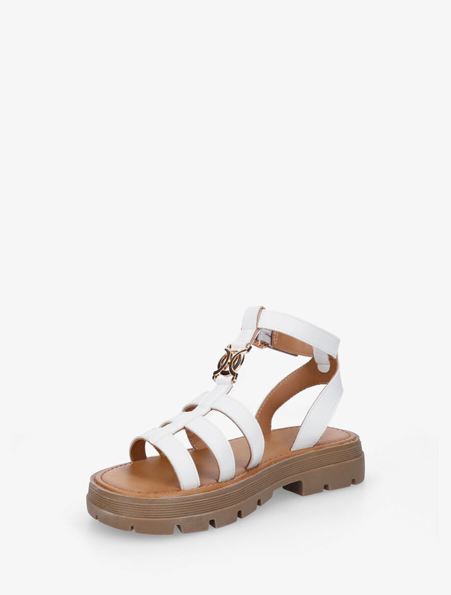 Nu-pieds style spartiates en simili - Blanc - 3