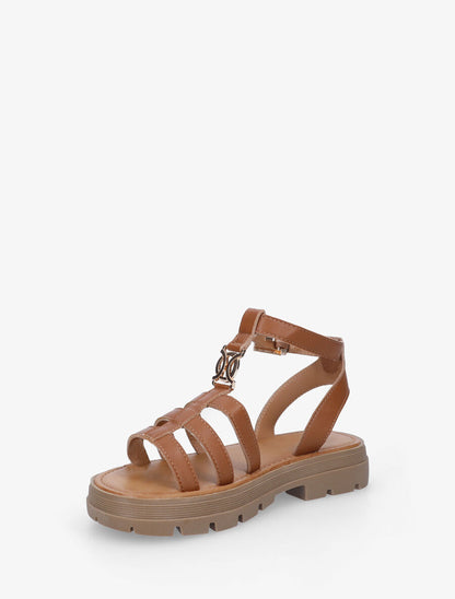 Nu-pieds style spartiates en simili - Camel - 3