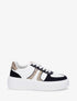 Sneakers à bandes pailletées en simili - Noir - 1