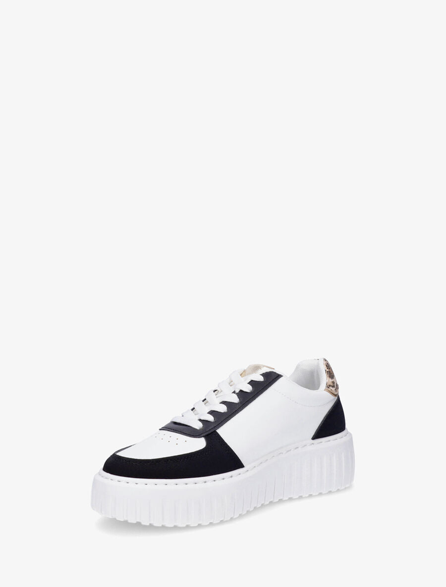 Sneakers à bandes pailletées en simili - Noir - 3
