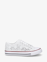 Tennis basses en tissu effet crochet - Blanc - 1