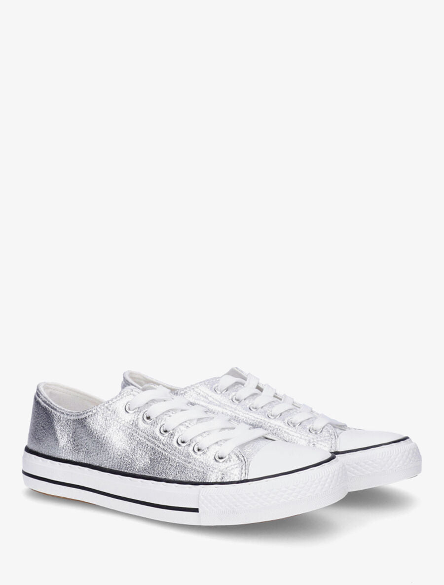 Sneakers plates nacrées en simili - Argent - 4
