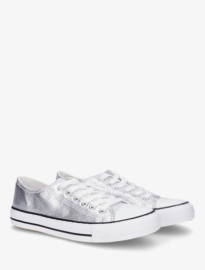 Sneakers plates nacrées en simili - Argent - 4