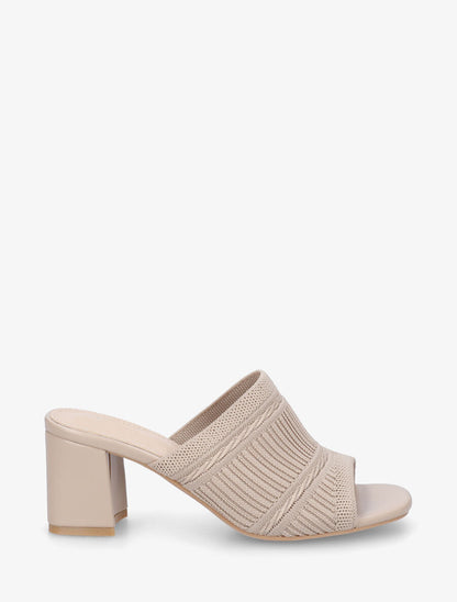 Mules à ganse en tissu - Taupe - 1