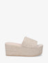 Mules à plateforme effet raphia - Beige - 1