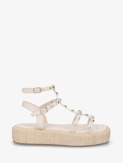Sandales style spartiates cloutés - Beige - 5