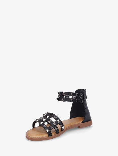 Nu-pieds cloutés en simili - Noir - 3
