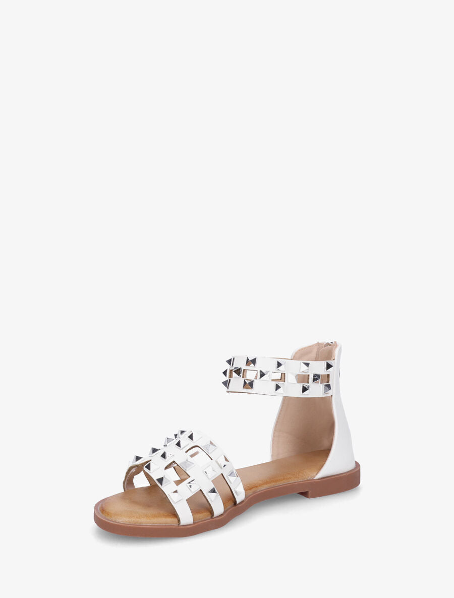 Nu-pieds cloutés en simili - Blanc - 3