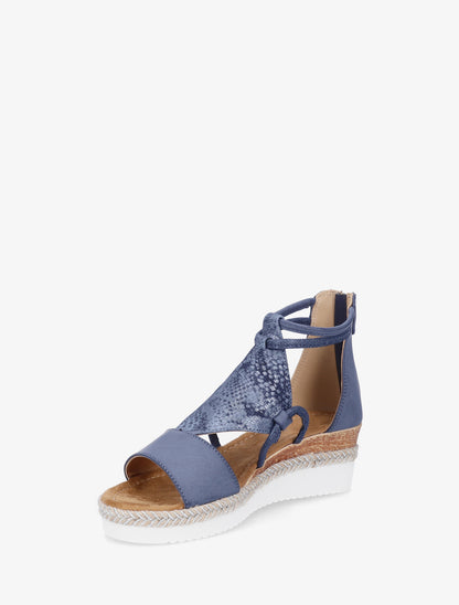 Sandali con zeppa a cinturino stampato pitone perlato - Marina