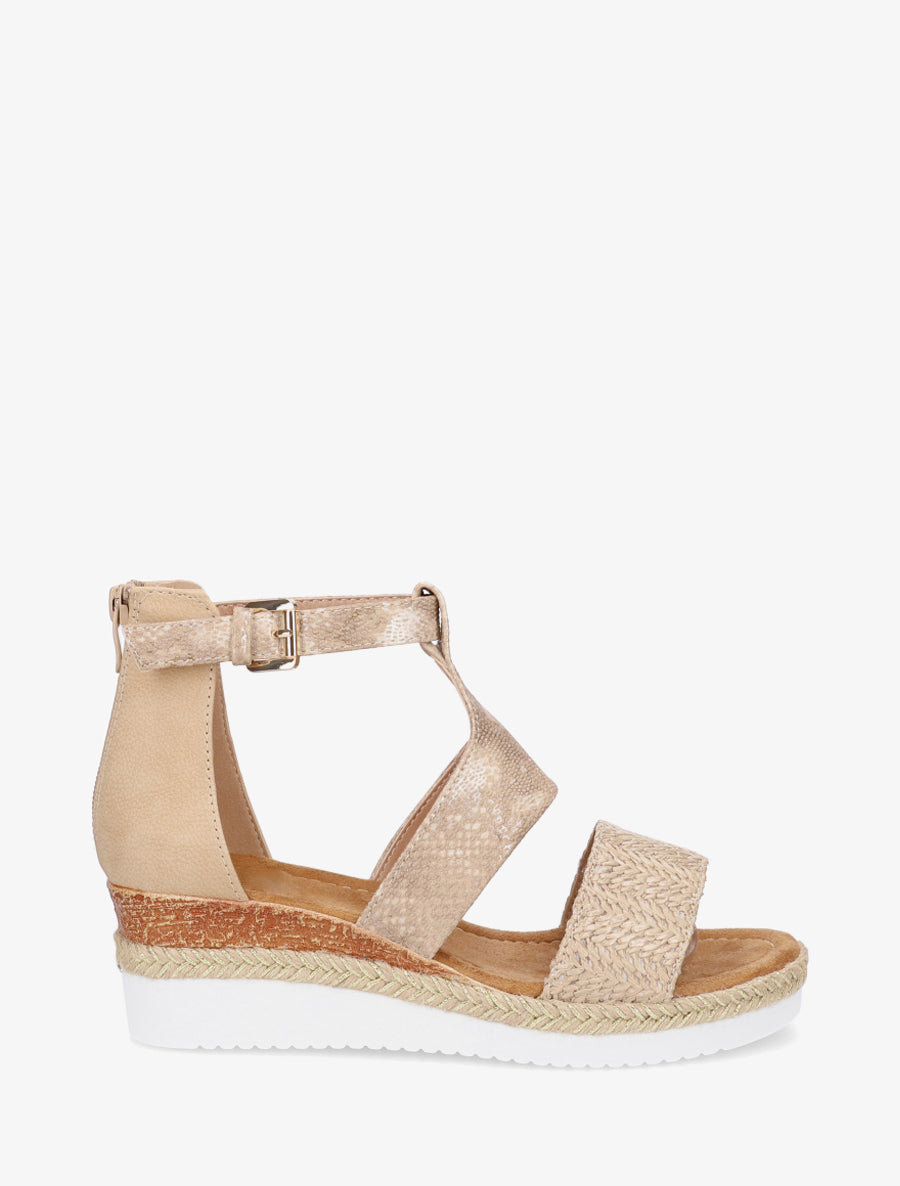 Sandali con zeppa testurizzati con dettaglio pitone - Talpa