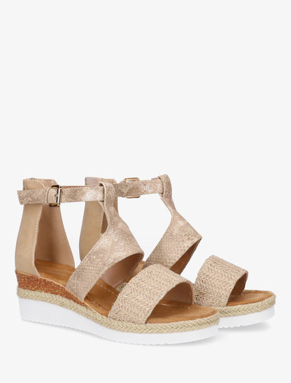 Sandali con zeppa testurizzati con dettaglio pitone - Talpa