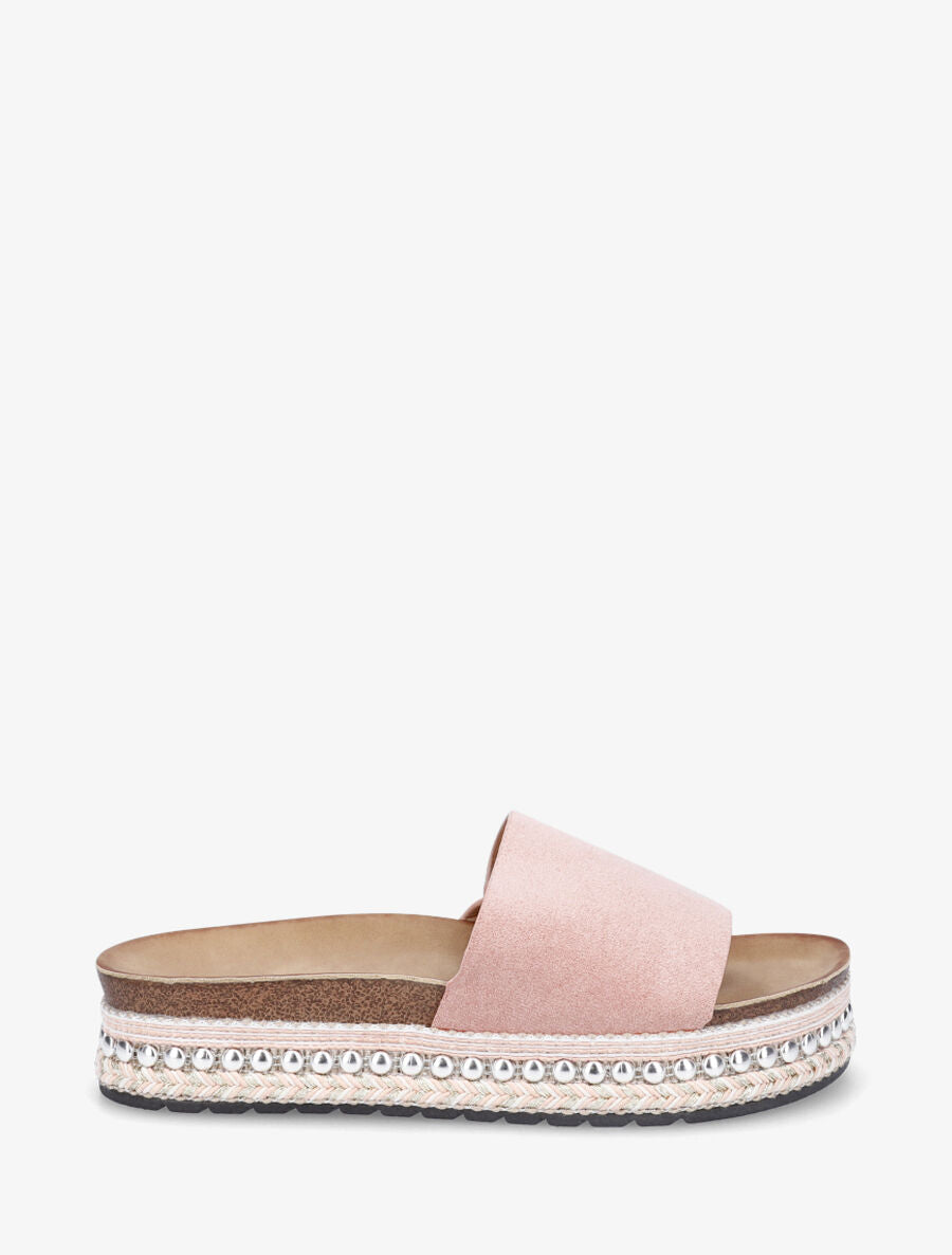 Mules en suédine à semelle plateforme fantaisie - Rose - 1