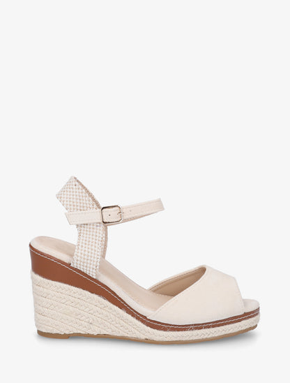 Sandali con zeppa in camoscio uni - Beige