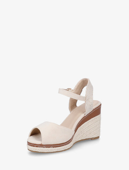 Sandali con zeppa in camoscio uni - Beige