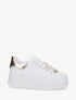 Sneakers à lacets en voile et empiècement bijoux - Or - 1