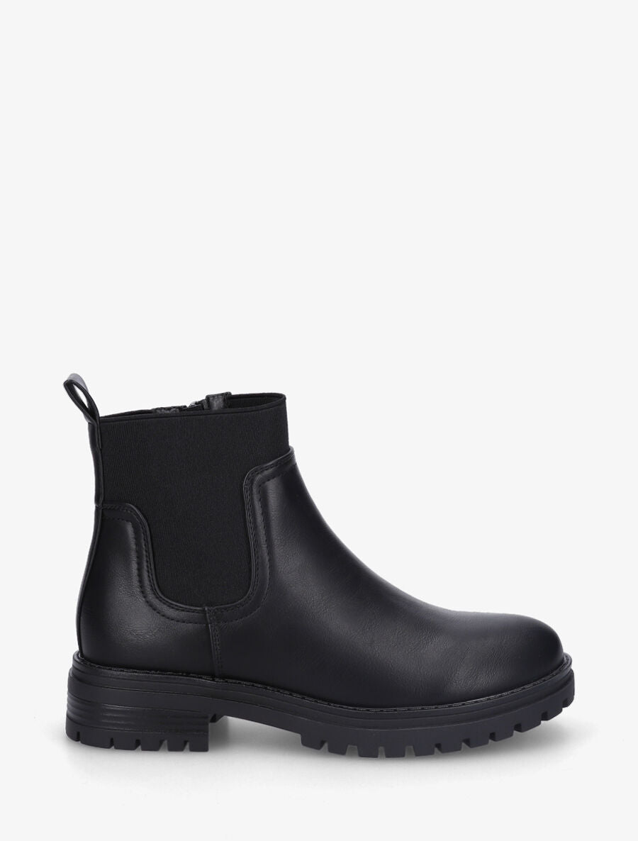 Bottines élastiquées plates en simili - Noir - 1