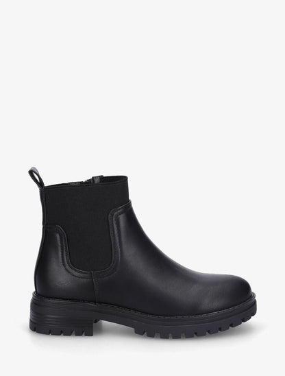 Bottines élastiquées plates en simili - Noir - 1