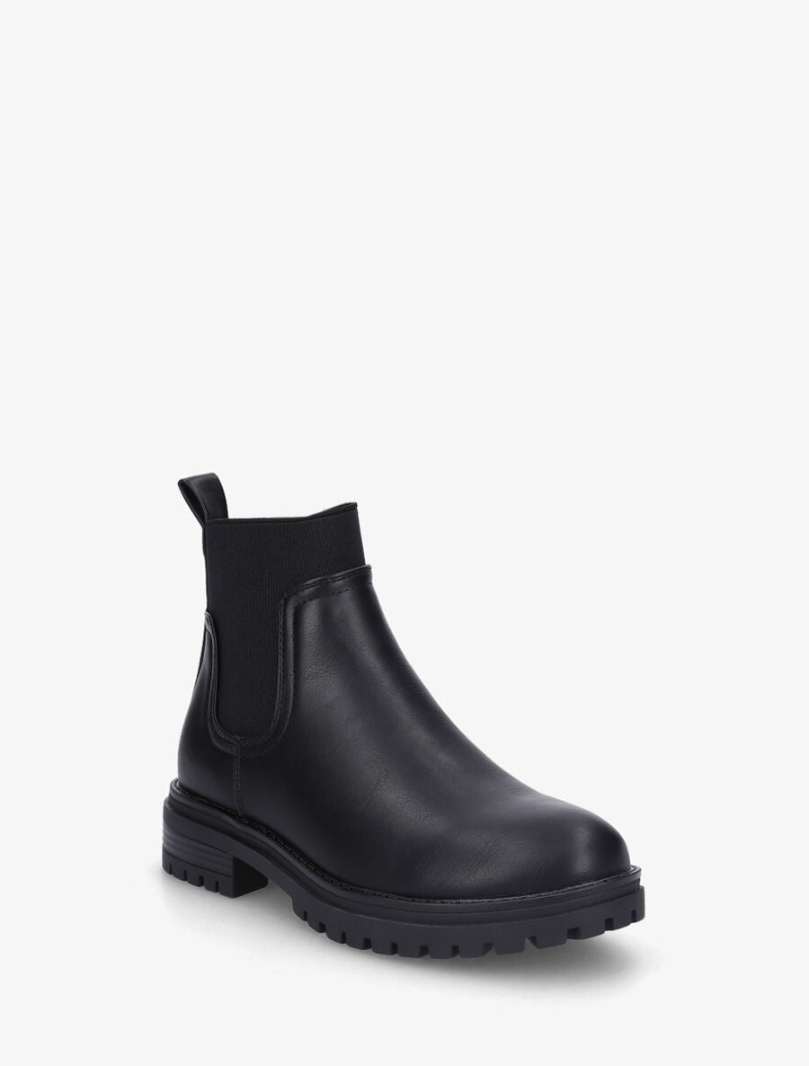 Bottines élastiquées plates en simili - Noir - 2
