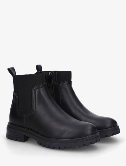 Bottines élastiquées plates en simili - Noir - 4