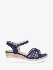 Sandales compensées à brides croisées - Marine - 1