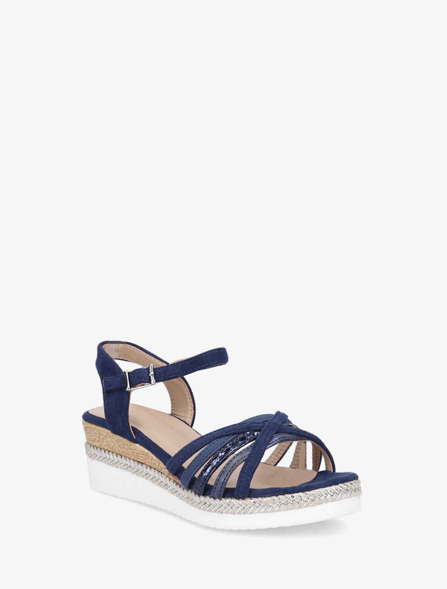 Sandales compensées à brides croisées - Marine - 2