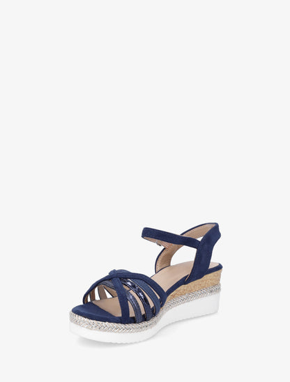 Sandales compensées à brides croisées - Marine - 3