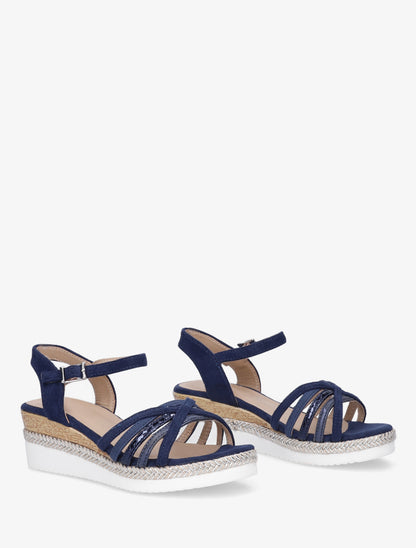 Sandales compensées à brides croisées - Marine - 4