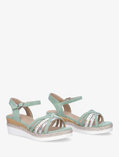 Sandales compensées à brides croisées - Vert - 4