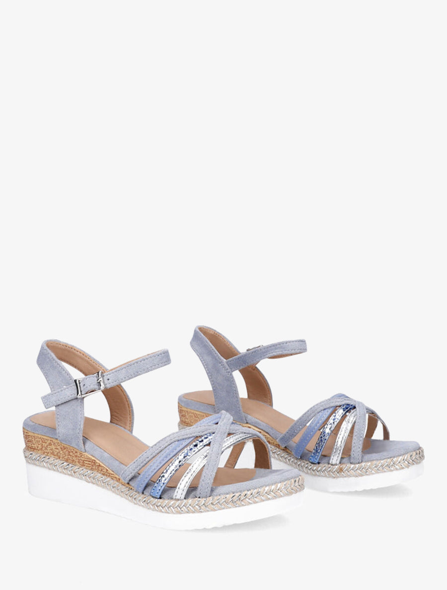 Sandales compensées à brides croisées - Bleu - 4