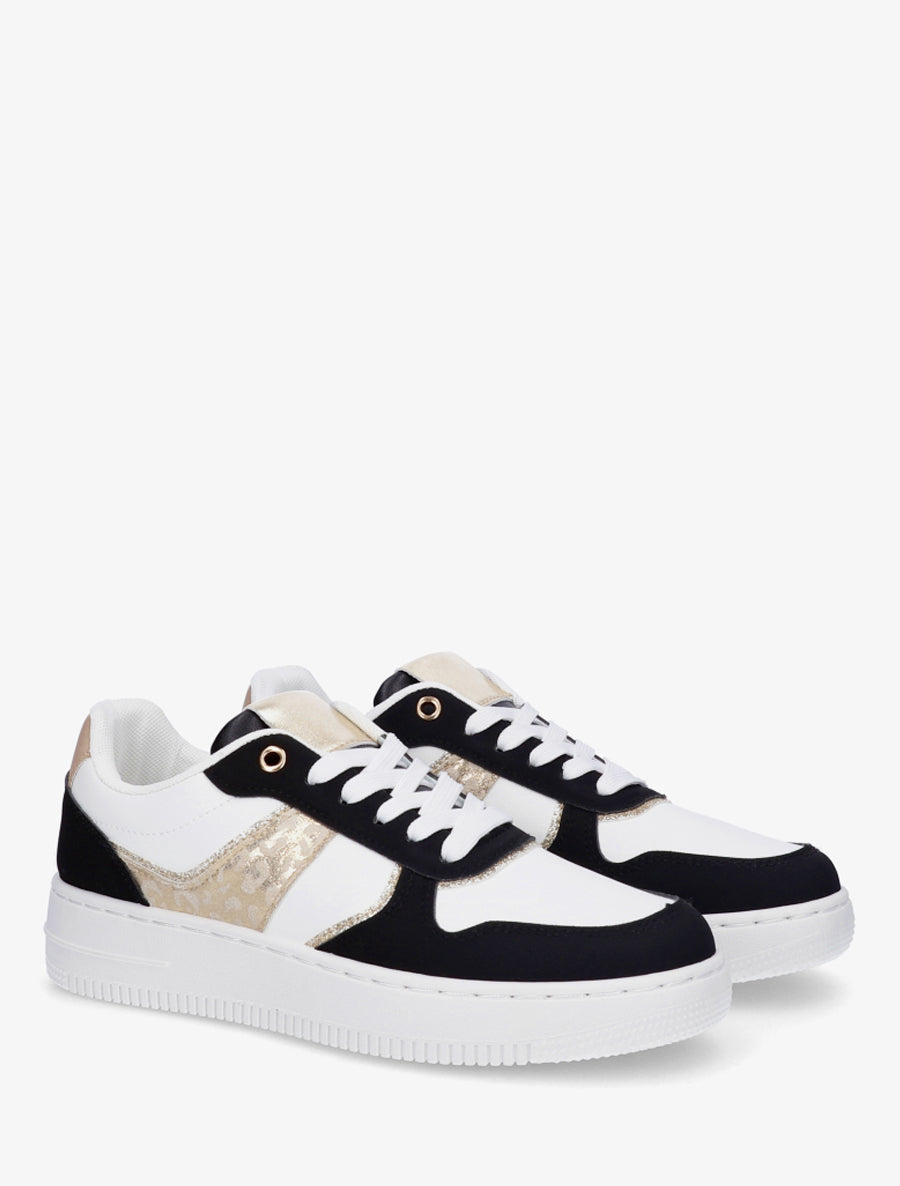 Sneakers à empiècement effet nubuck et détail irisé - Noir - 4