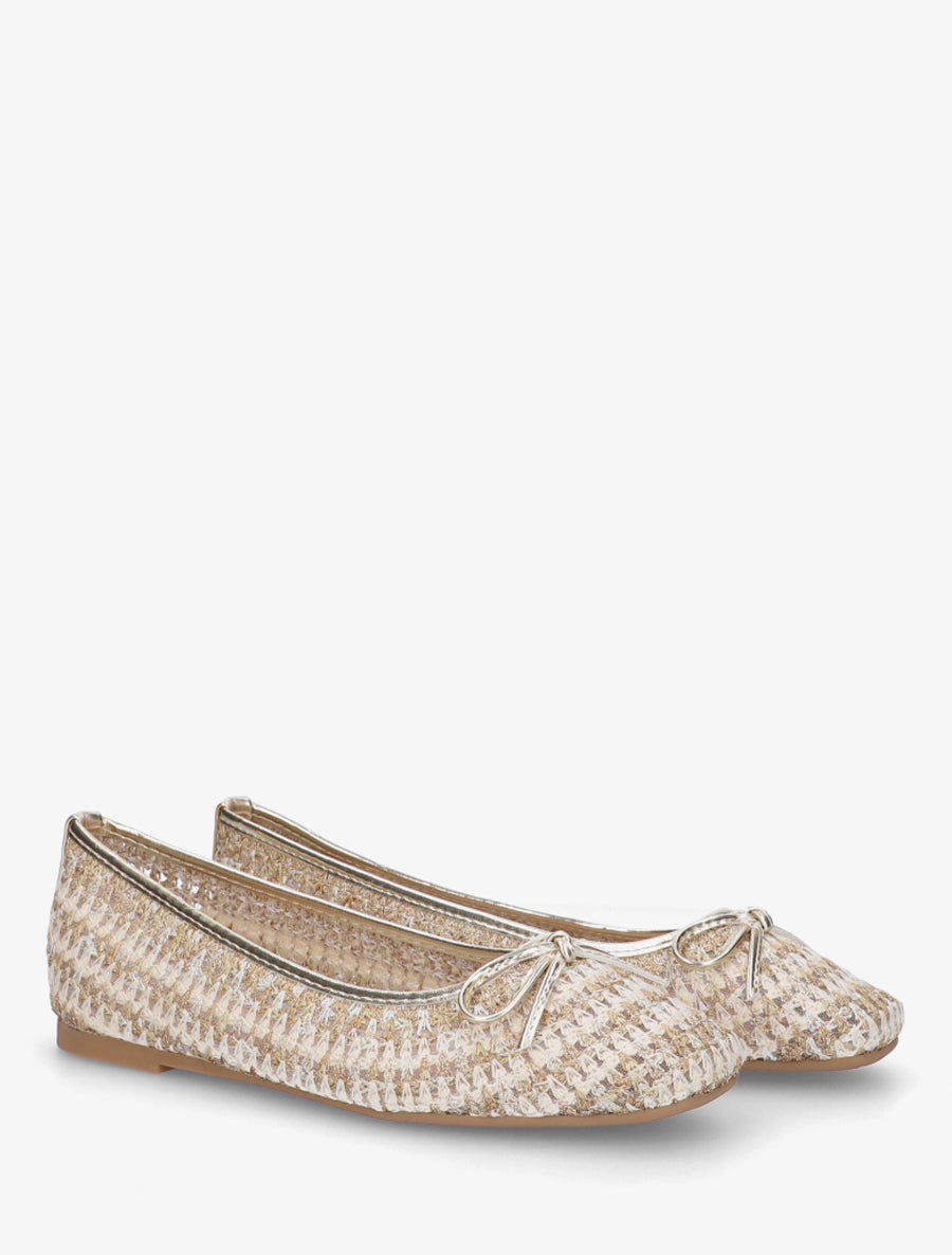 Ballerines plates tissées à détail irisé - Or - 4