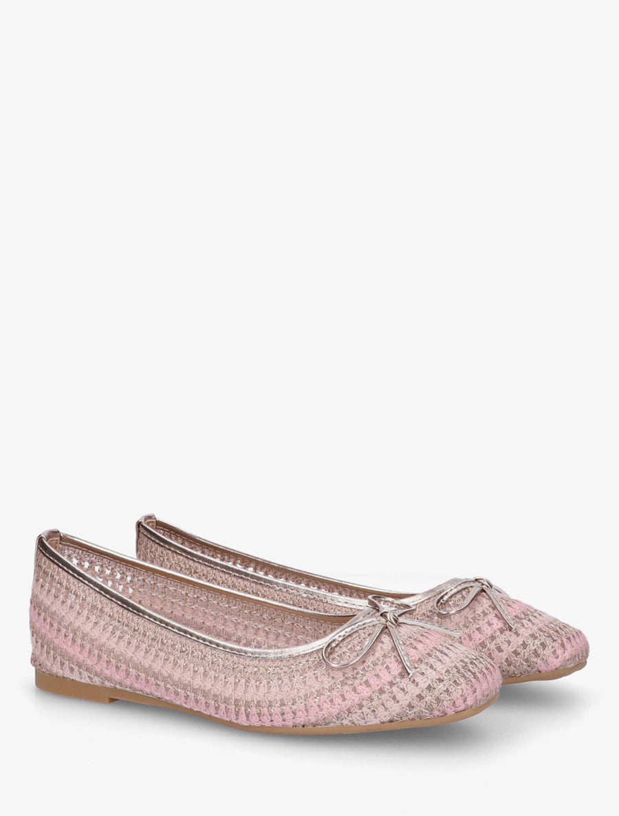 Ballerines plates tissées à détail irisé - Rose gold - 4