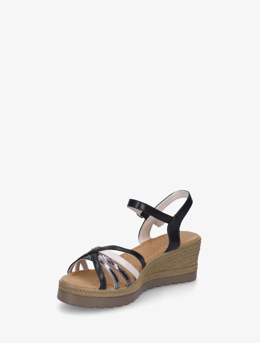 Sandales compensées à brides croisées - Noir - 3