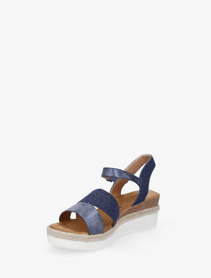 Sandales irisées à talon compensé - Bleu - 3