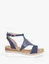 Sandales compensées bi-matière - Bleu denim - 1