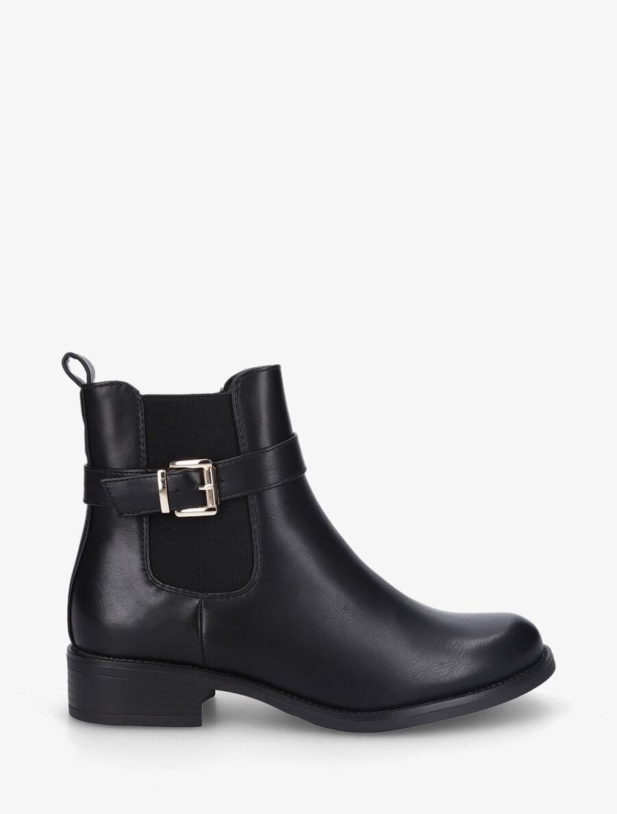 Bottines élastiquées en simili - Noir - 1