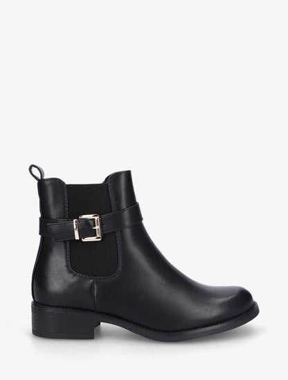 Bottines élastiquées en simili - Noir - 1