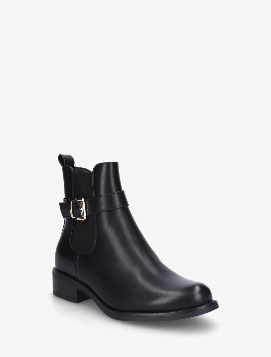 Bottines élastiquées en simili - Noir - 2