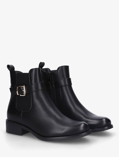 Bottines élastiquées en simili - Noir - 4
