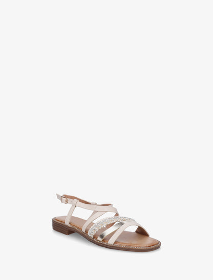 Nu-pieds multibrides à strass - Beige - 2