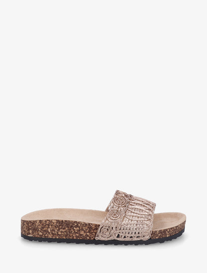 Claquettes à bride en cordelettes - Rose gold - 1