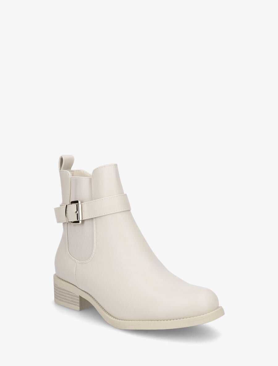 Bottines élastiquées en simili - Beige - 2