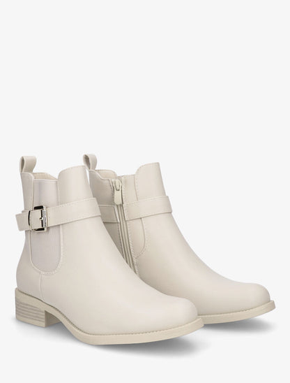 Bottines élastiquées en simili - Beige - 4