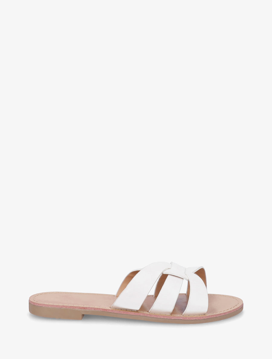 Claquettes en simili à brides entrelacées - Blanc - 1