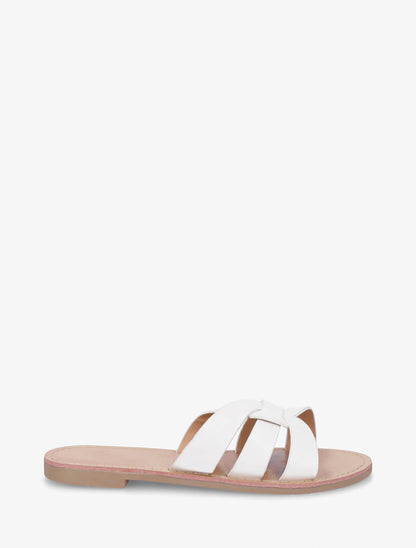 Claquettes en simili à brides entrelacées - Blanc - 1