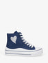 Tennis montantes motif coeur à paillettes - Bleu denim - 1