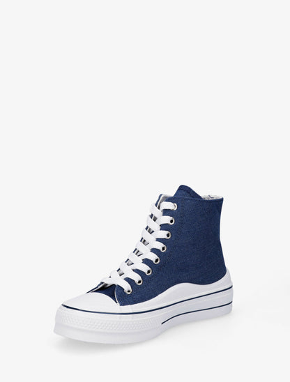 Tennis montantes motif coeur à paillettes - Bleu denim - 3