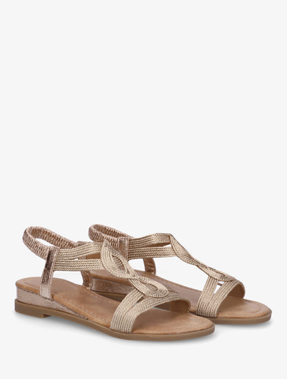 Nu-pieds style corde à tour de cheville élastiquée - Rose gold - 4