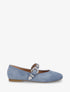 Ballerines en suédine à bride cloutée - Bleu - 1